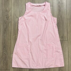 Pink & White Striped Sleeveless Scoopneck Lightweight Sleeveless Dress Large